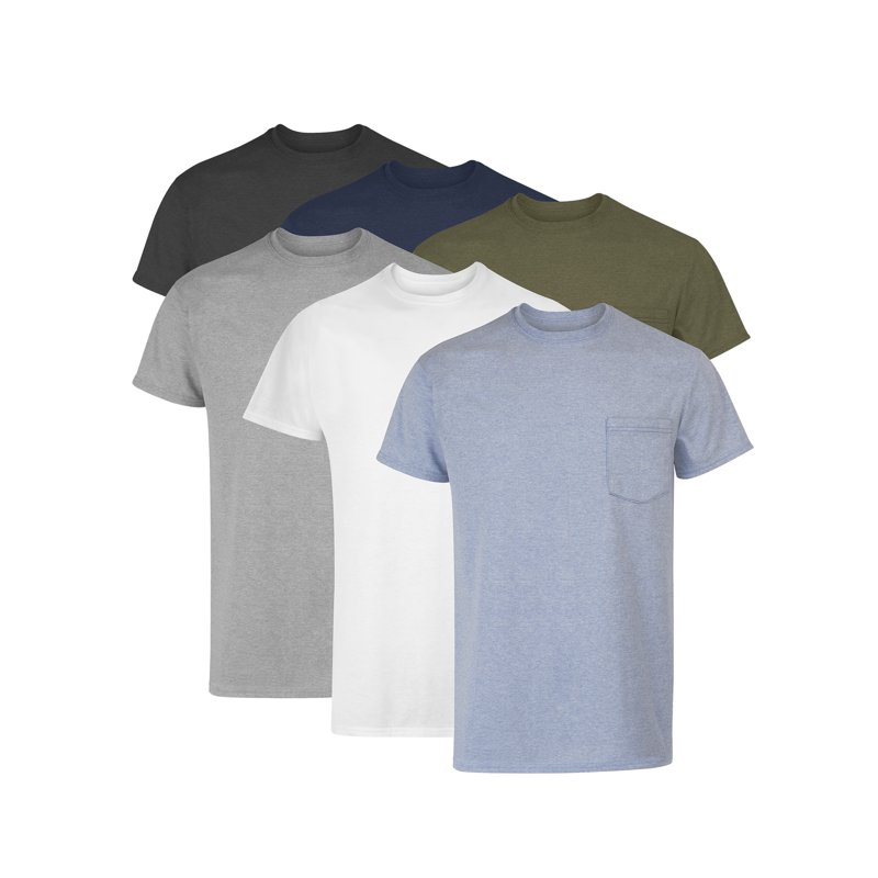 Hanes Men's Value Pack Assorted Pocket T-Shirt Undershirts 6 Pack