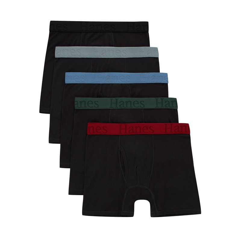 Hanes Originals Boys' SuperSoft Boxer Brief Underwear Black 5-Pack