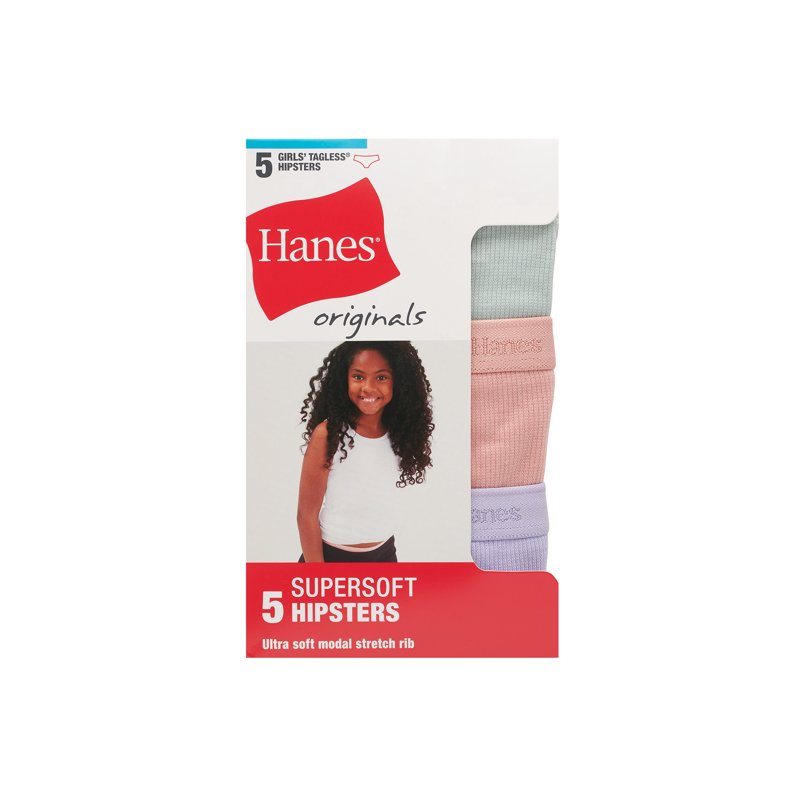 Hanes Originals Girls' SuperSoft Hipster Underwear 5 Pack