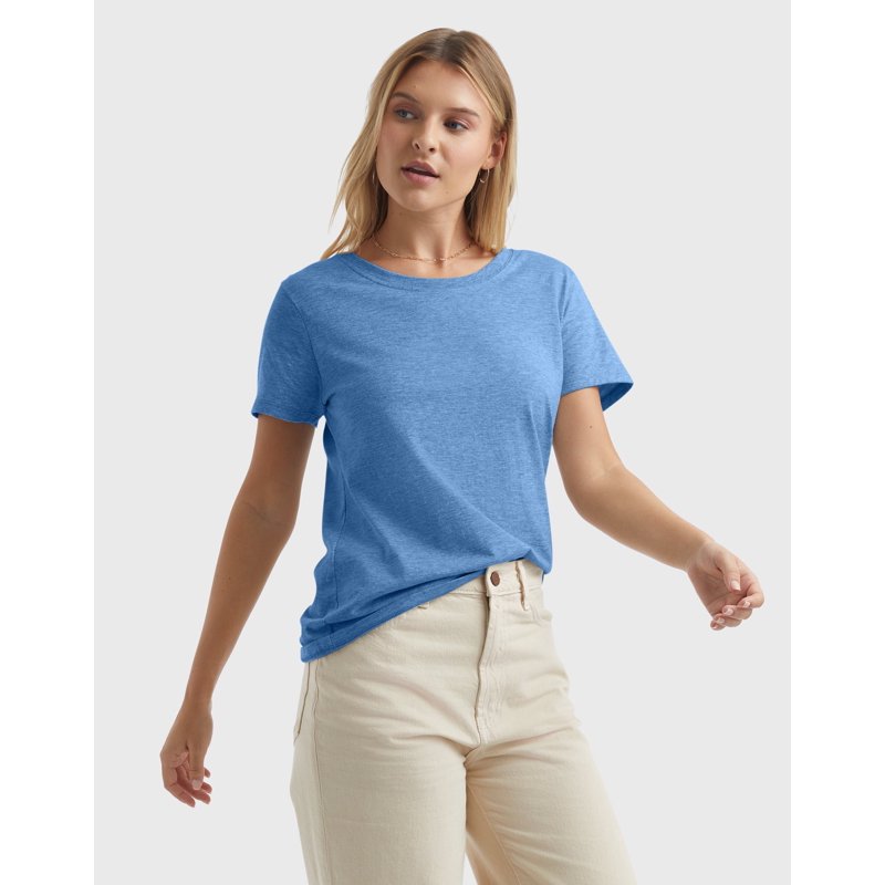 Hanes Perfect-T Women's Cotton Crewneck T-Shirt Carolina Blue S