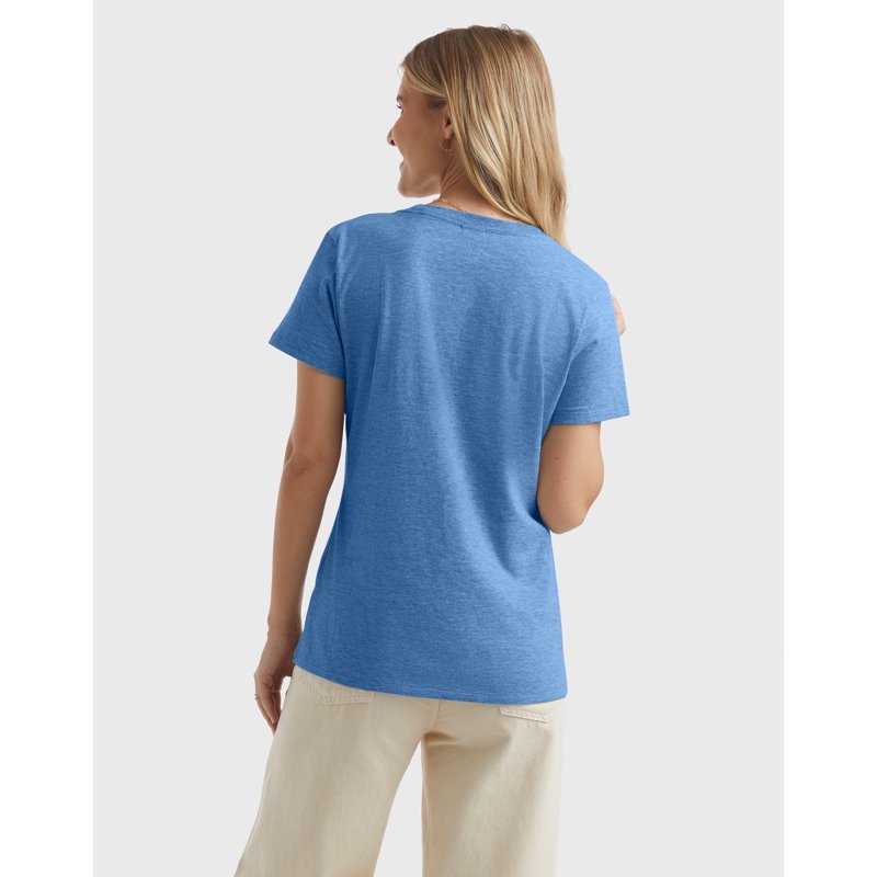 Hanes Perfect-T Women's Cotton Crewneck T-Shirt Carolina Blue S