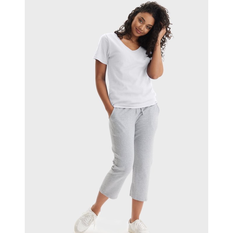 Hanes Perfect-T Women's V-Neck Cotton T-Shirt White XL