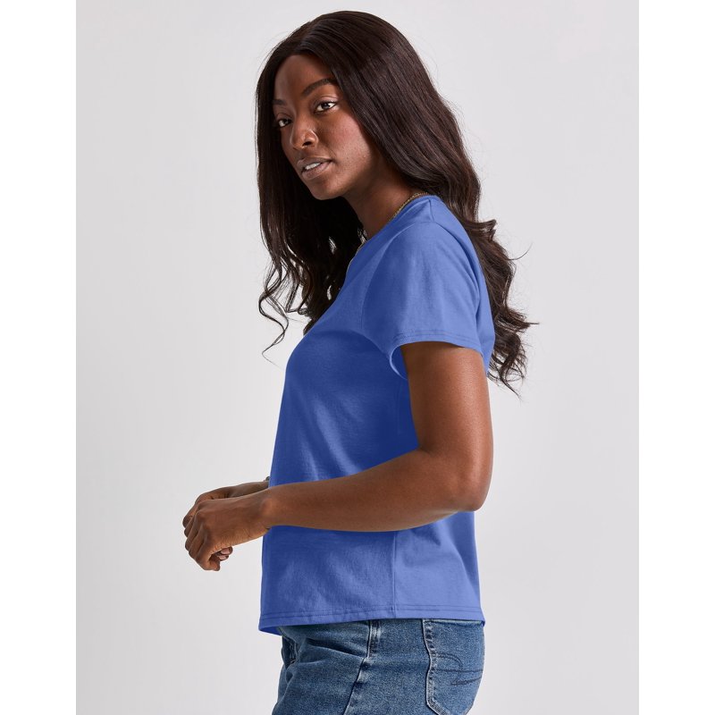 Hanes T-Shirt Short Sleeve Tee Essentials Womens Midweight Crewneck 100% Cotton