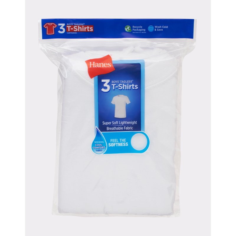 Hanes Toddler Boys Crewneck T-Shirt 3 Pack Undershirts ComfortSoft White 2T-4T