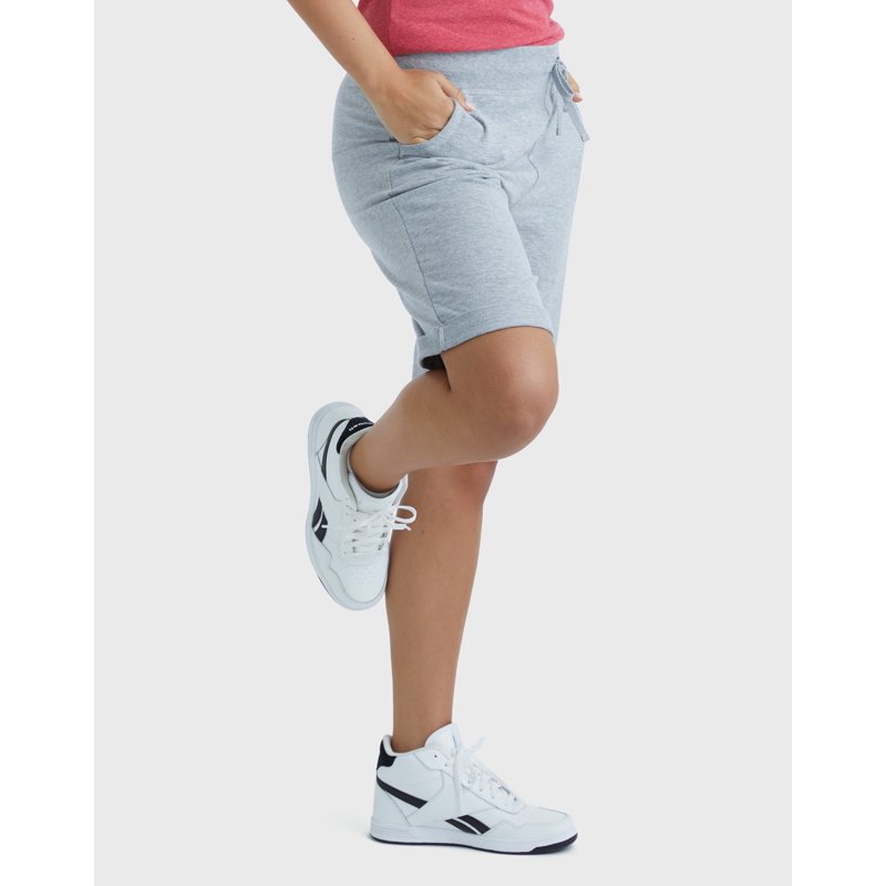 Hanes Women's French Terry Bermuda Shorts 11" Light Steel M