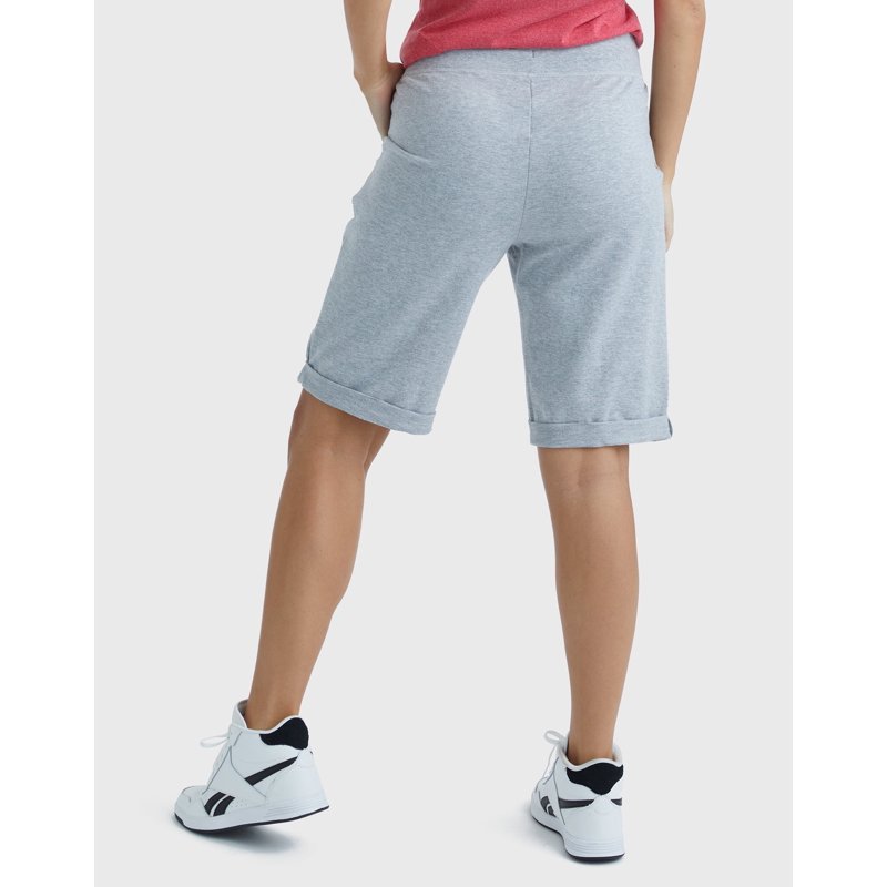 Hanes Women's French Terry Bermuda Shorts 11" Light Steel M