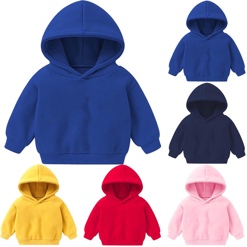 HAPIMO Hoodie Sweatshirts for Kids Solid Winter Hoodies Boys Girls Hoody Children Pullover Outerwear Playwear Blue 3-4Y