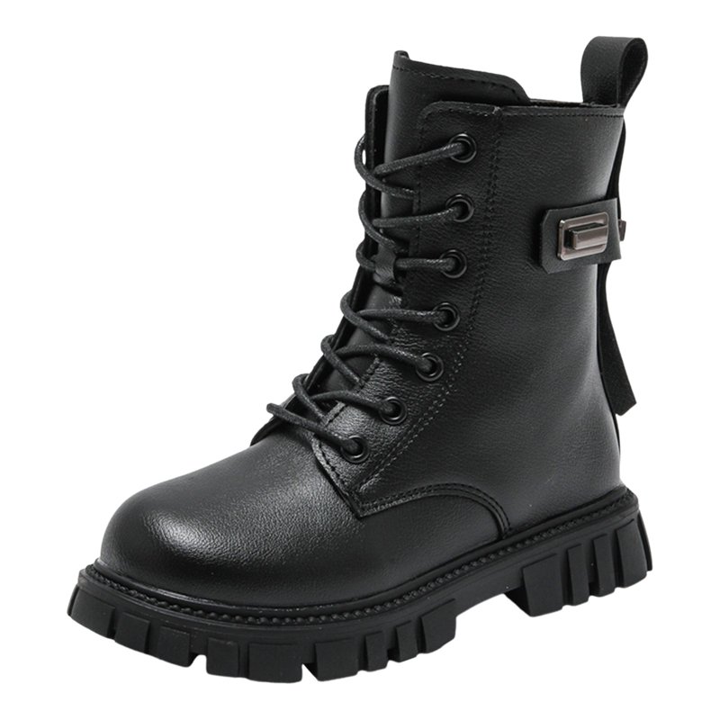 HBFAGFB Toddler Shoes Fashionable Warm Soft Soled High Top Princess Lace up Girls Boots Black Size 27
