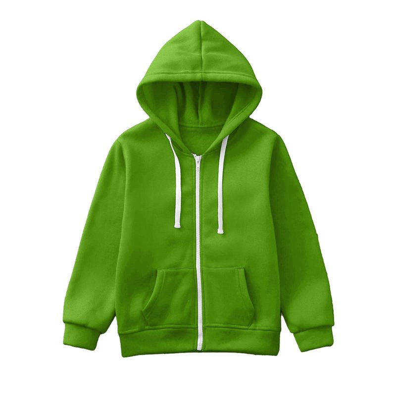 HCNTES Girls Boys Sweatshirt Full Zip Up Fleece Hoody Sweatshirt Top Kids Clothes(P173-Green 10-11 Years)