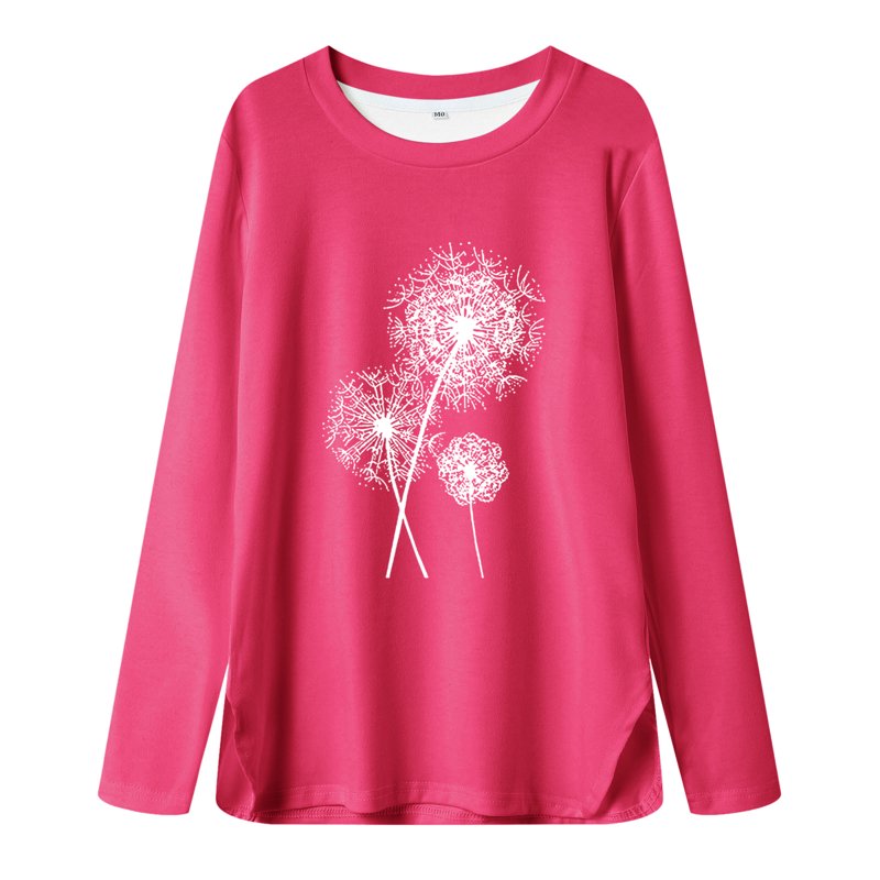 HCNTES Long Sleeve Shirts Kids Curve Hem Side Slit Soft Tunic Tops Girls Fashion T Shirts 5 14 Years(#7 7-8 Years)