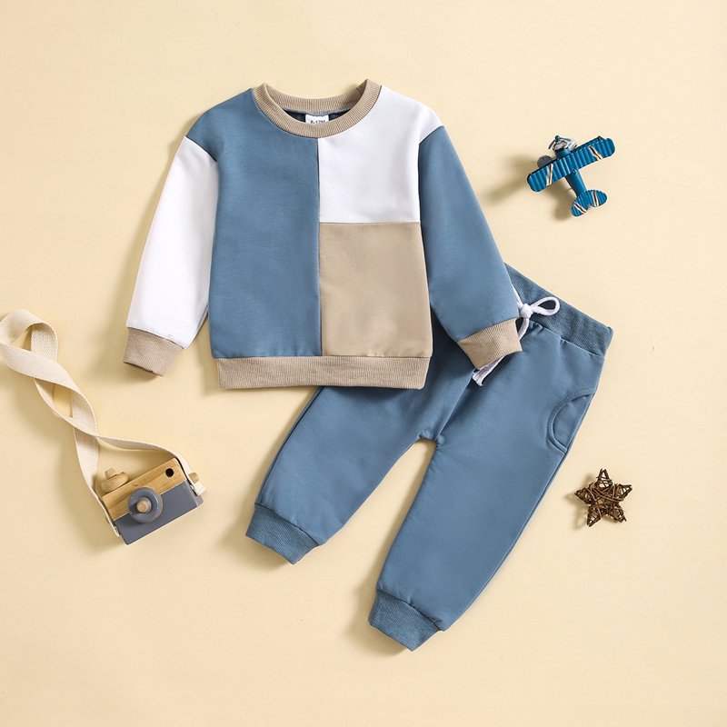 HCNTES Toddler Baby Boy Clothes Crewneck Sweatshirt Long Sleeve Shirt With Pants Cute Fall Winter Outfits（Khaki 6-12 Months)