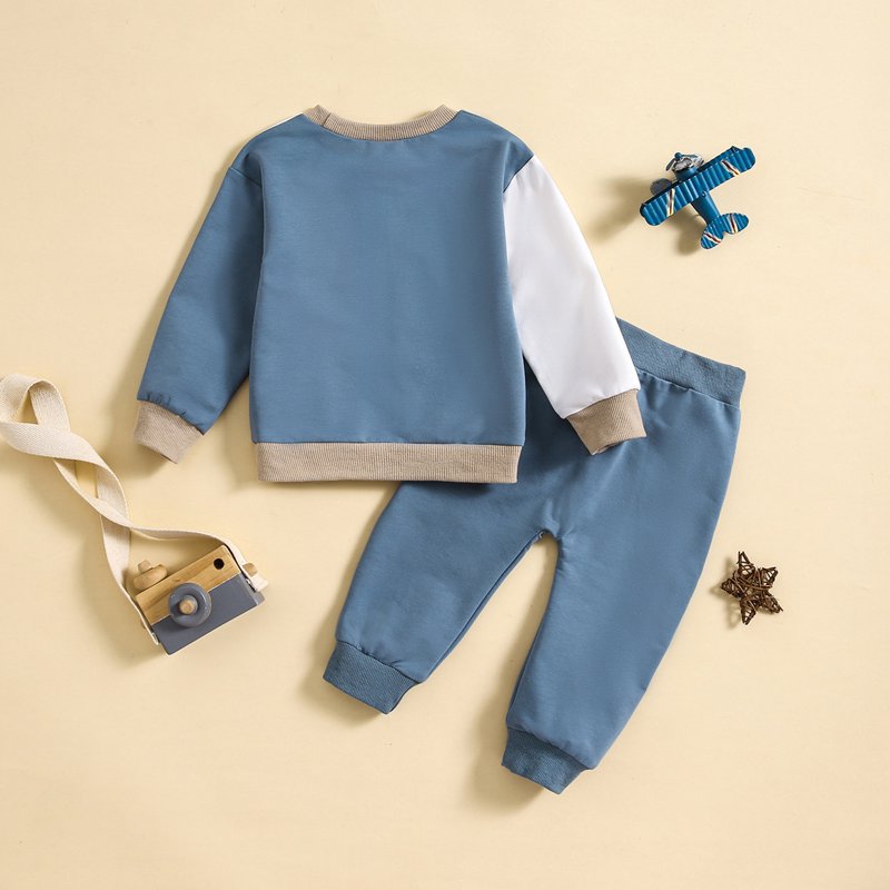 HCNTES Toddler Baby Boy Clothes Crewneck Sweatshirt Long Sleeve Shirt With Pants Cute Fall Winter Outfits（Khaki 6-12 Months)
