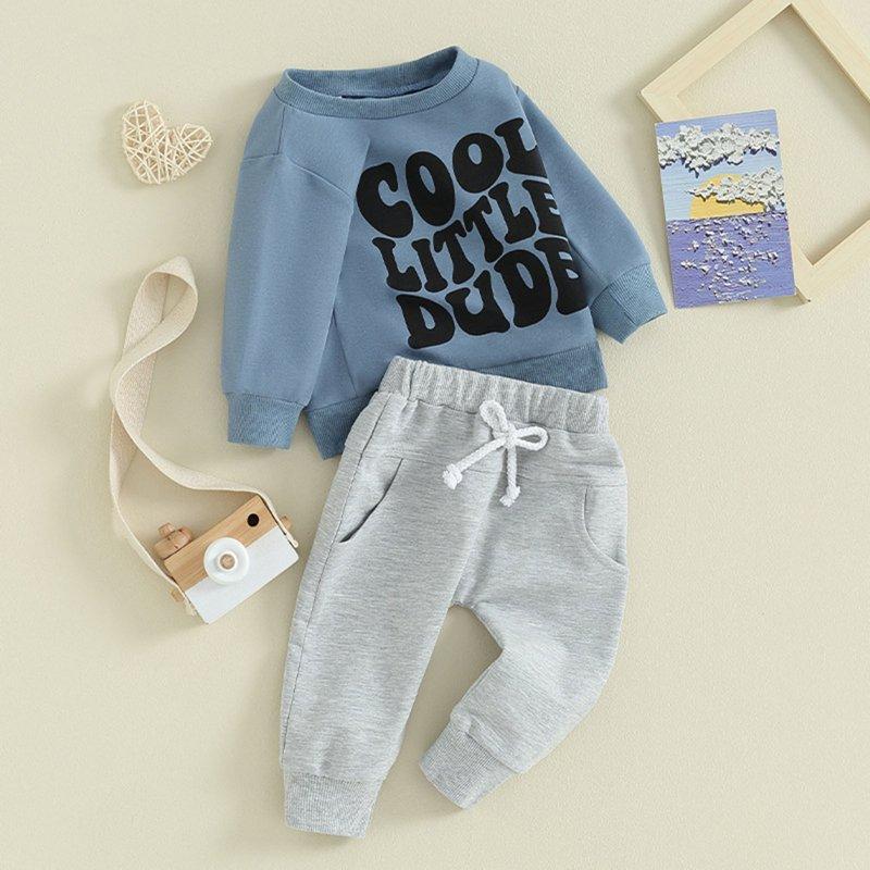 HCNTES Toddler Baby Boy Winter Spring Clothes Color Block Long Sleeve Sweatshirt Tops + Joggers Pants Outfit Set 3-4 Years Blue