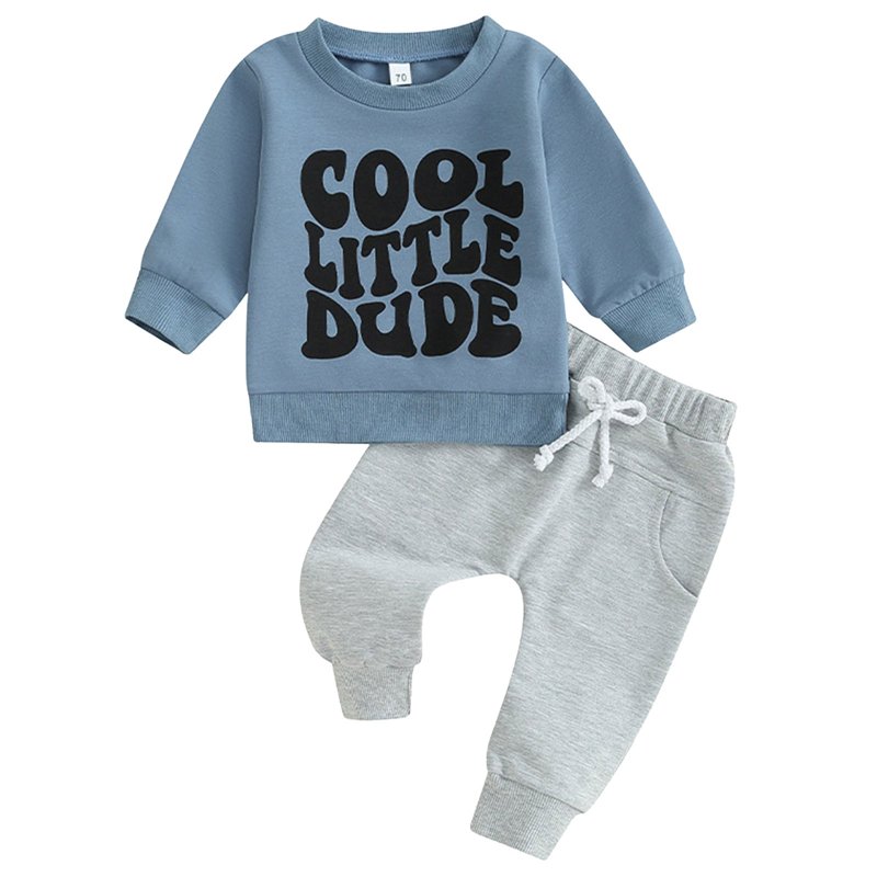 HCNTES Toddler Baby Boy Winter Spring Clothes Color Block Long Sleeve Sweatshirt Tops + Joggers Pants Outfit Set 3-4 Years Blue
