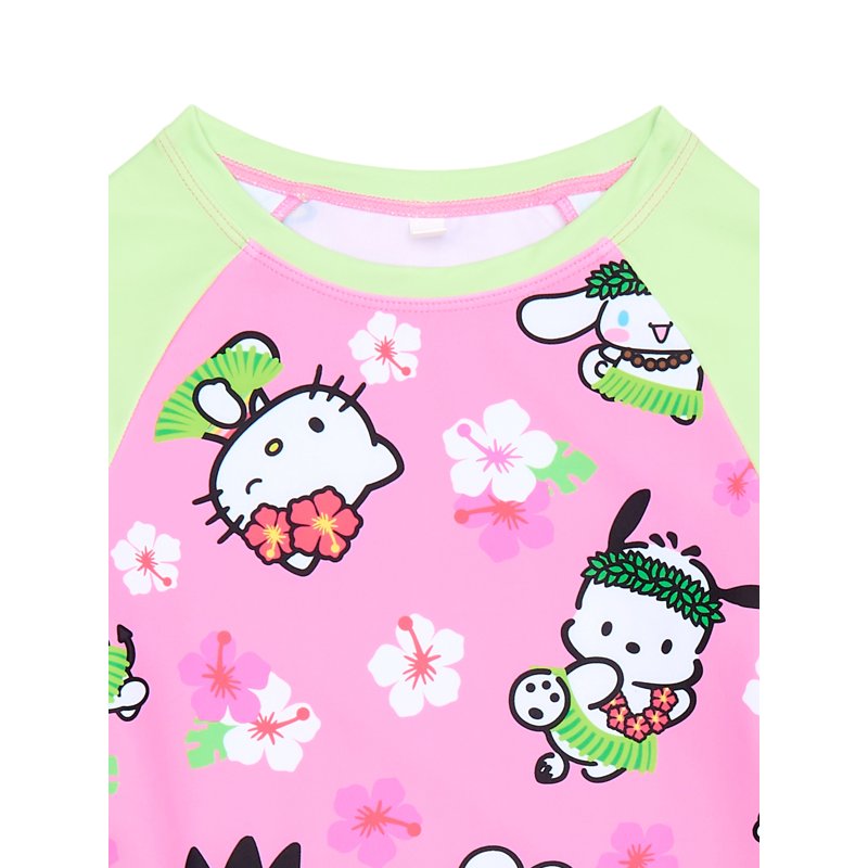 Hello Kitty Girls And Big Girls Long Sleeve Top And Bottoms Swim Set 2-Piece Sizes 4-12