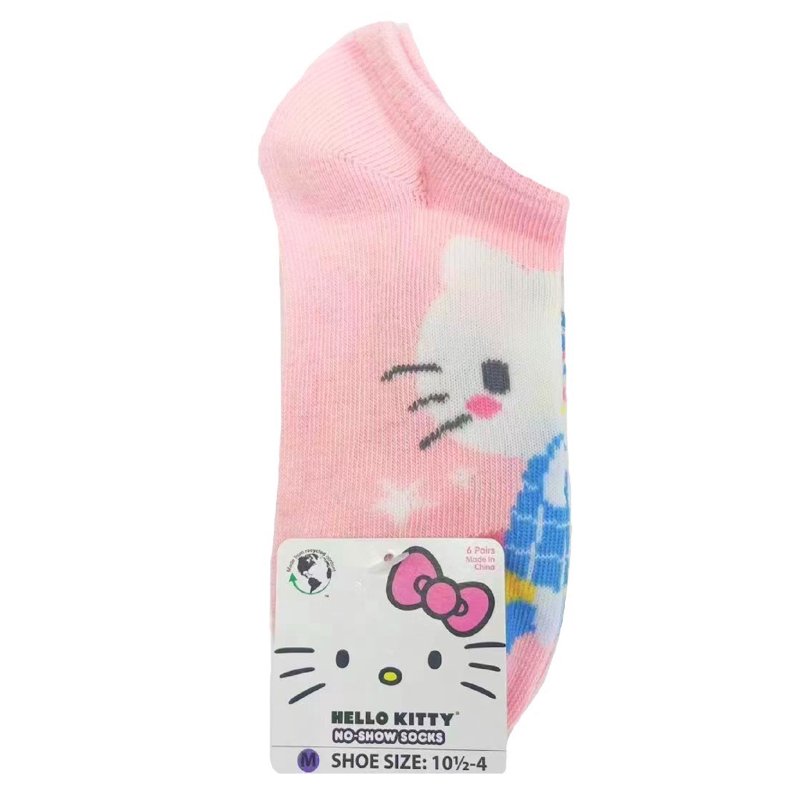Hello Kitty Girls No-Show Socks 6-Pack Sizes S-L