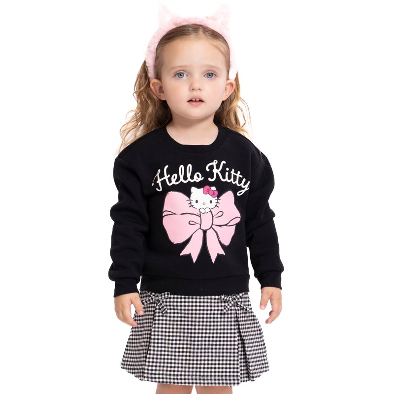 Hello Kitty Toddler Girls' Graphic Sweatshirt And Checkered Skirt Set 2-Piece Sizes 12M-5T