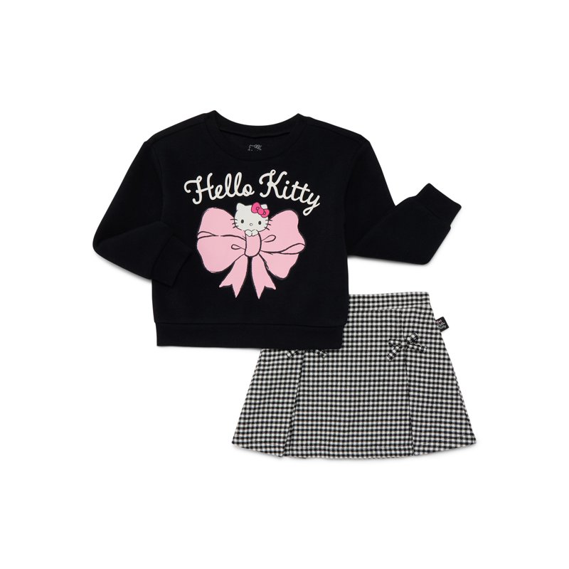 Hello Kitty Toddler Girls' Graphic Sweatshirt And Checkered Skirt Set 2-Piece Sizes 12M-5T