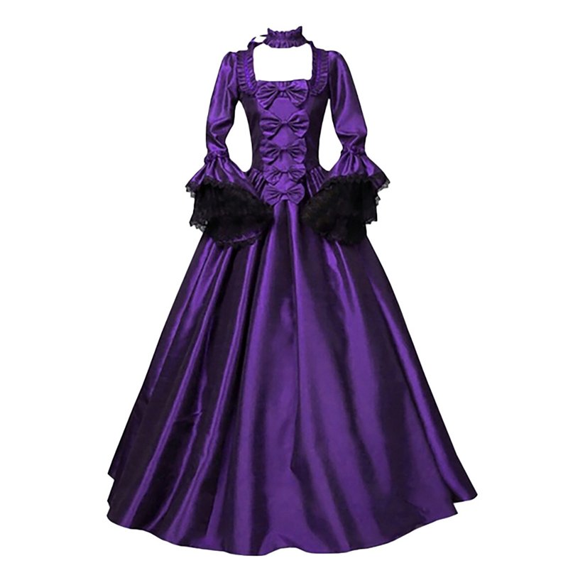 Henpk Summer Dresses For Women Plus Size Clearance Sundresses Beach Maxi Casual Solid Floral Vintage Retro Gothic Long Sleeve Hooded Dress Long Gown Dresses Purple XL