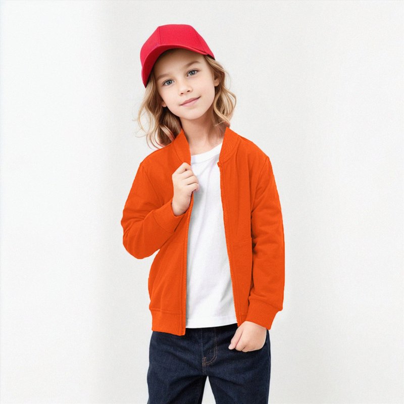 Hessimy Kids Boys Girls Zip Up Hoodie Solid Color Hooded Sweatshirt Hoody Coat With Pocket Outerwear Toddler Boy Hoodie (Orange 2-3 Years)