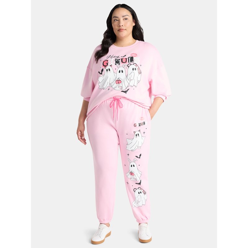 Hey Ghouls Women's Halloween Graphic Fleece Joggers Sizes XXS-XXL