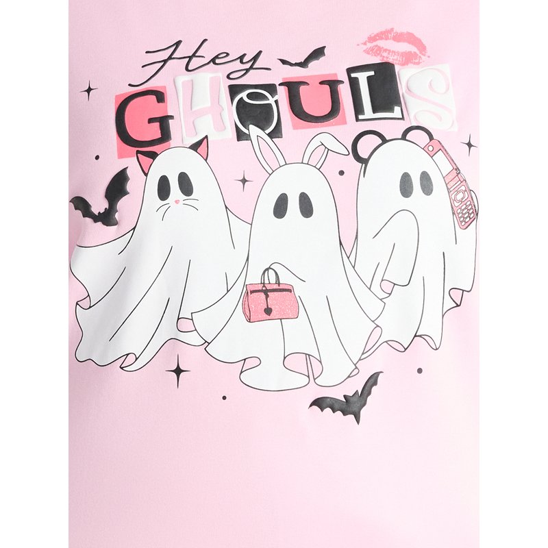 Hey Ghouls Women's Halloween Graphic Sweatshirt With Long Sleeves Sizes XXS-XXL