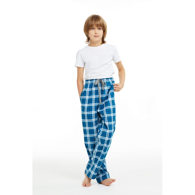HiddenValor Big Boys Cotton Pajama Lounge Pants - Cyan Blue Medium