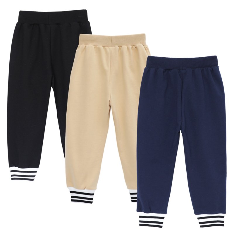HILEELANG Toddler Boys Jogger Sweatpants 3-Pack 100% Cotton French Terry Pants With Drawstring And Pockets Colors—black Khaki And Navy Sizes 3T