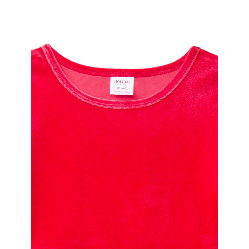 Holiday Time Girls Santa Velour Dress With Long Sleeves Sizes 4-18