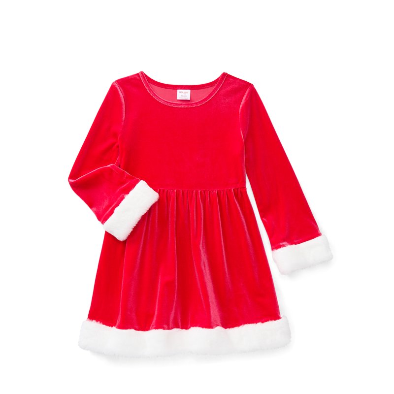 Holiday Time Girls Santa Velour Dress with Long Sleeves Sizes 4-18