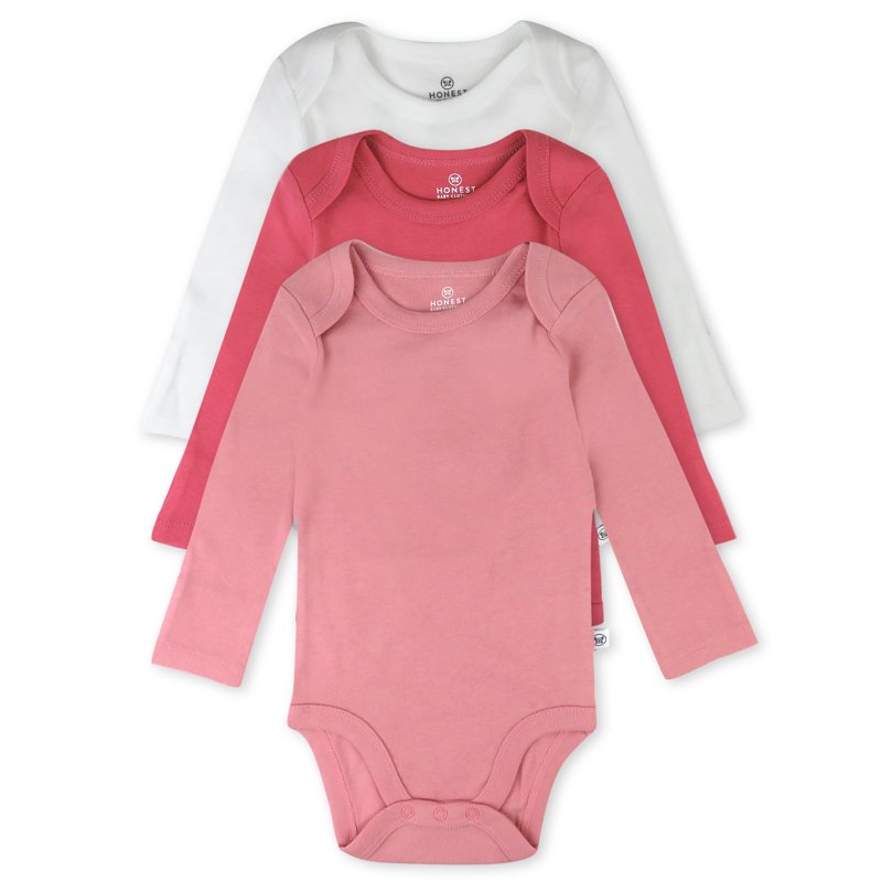 Honest Baby Clothing Baby Boy or Girl Gender Neutral Organic Cotton Long Sleeve Bodysuits 3 Pack (Preemie-24 Months)
