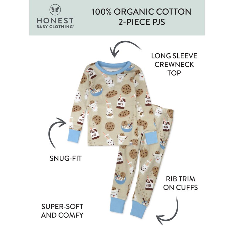 Honest Baby Clothing Organic Cotton Boy/Girl 2-Piece Long Sleeve Pajama Set 18M To 5T