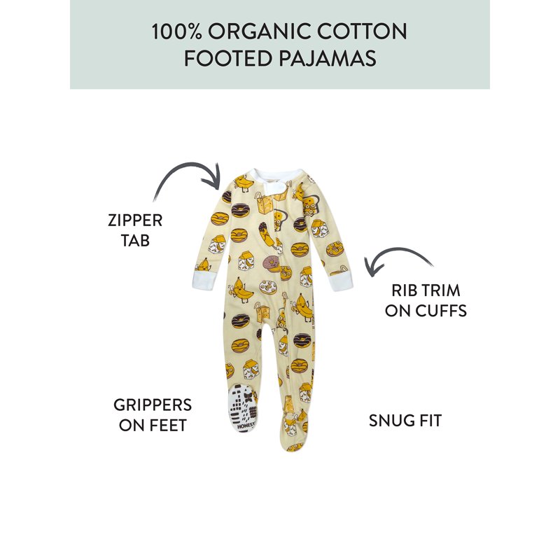 Honest Baby Clothing Organic Cotton Boy/Girl Long Sleeve Snug-Fit Footed Pajamas (12 - 24 Months)