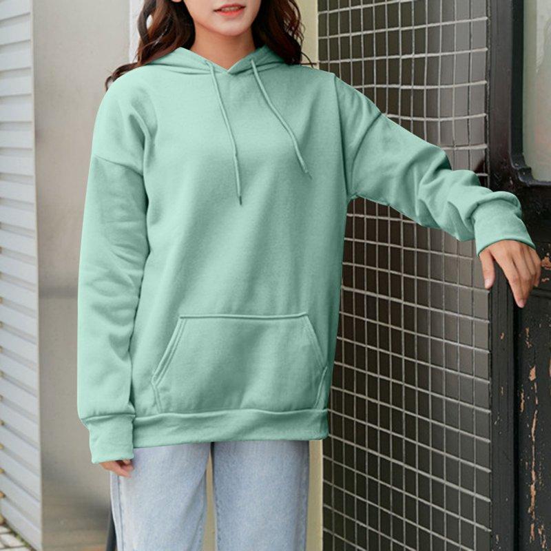 Hoodies for Women Basic Fleece Sweatshirt with Hood Long Sleeve Pullover Sweaters Loose Solid Hoody Essential Hoodie Womens s Hooded Tops Autumn Winter Tunics Lady Teen Clothes