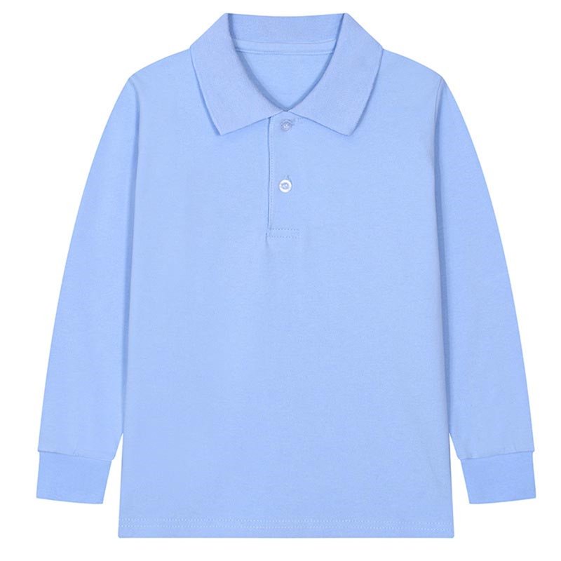 Horkkom Uniform Shirts For Boys Girls Long Sleeve Pullover Lapel Shirts Solid Color Comfy School Uniform With Button 2-15 Years