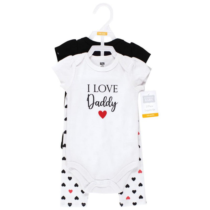 Hudson Baby Infant Girl Cotton Bodysuit And Pant Set Girl Daddy Red Black Preemie