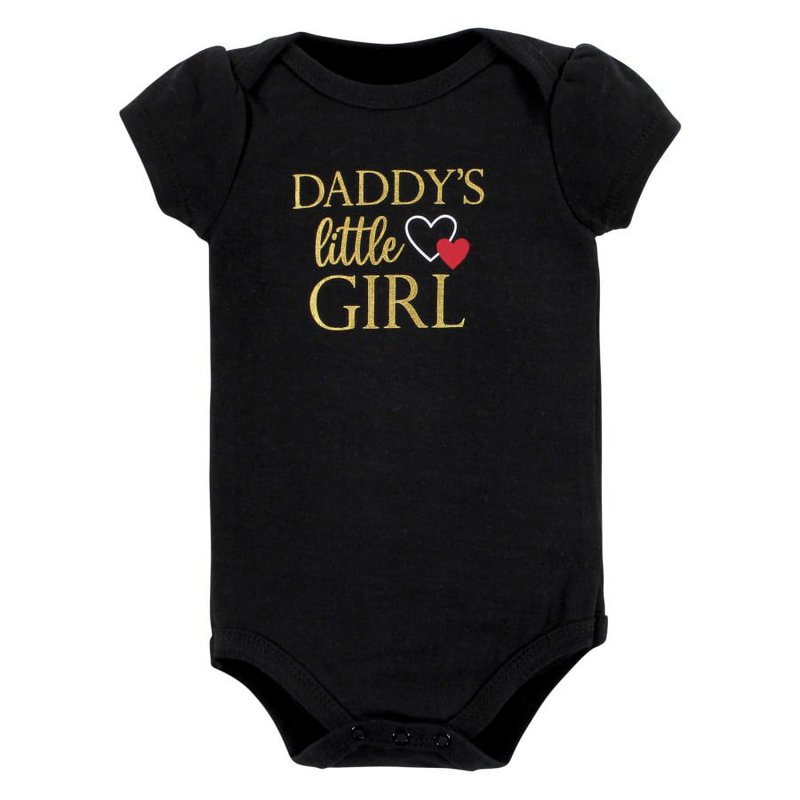 Hudson Baby Infant Girl Cotton Bodysuit And Pant Set Girl Daddy Red Black Preemie