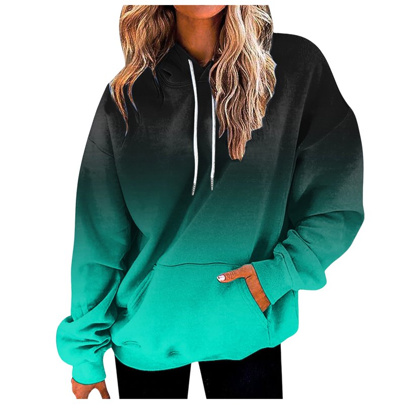Huesdet Womens Casual Hoodies Crew Neck Long Sleeve Sweatshirts with Pocket Lightweight Pullover Tops(M Mint Green)