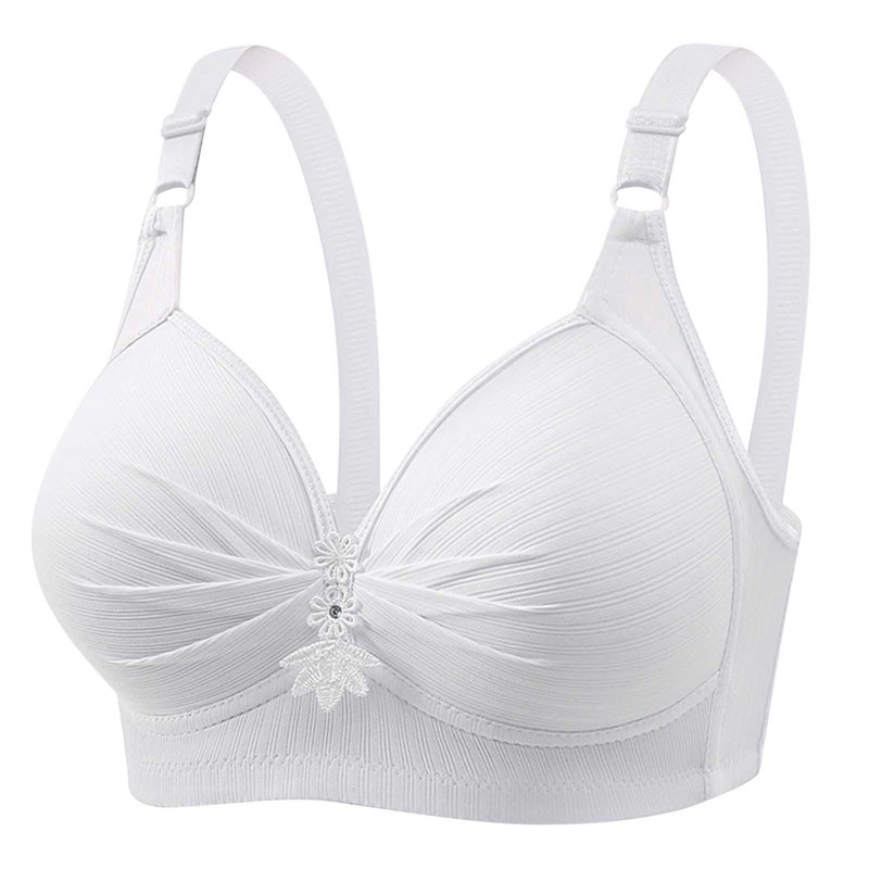 Huvoen Underwire Bras For Women 3pc Woman's Printing Gathered Together Large Size Daily Bra Underwear No Rims White S