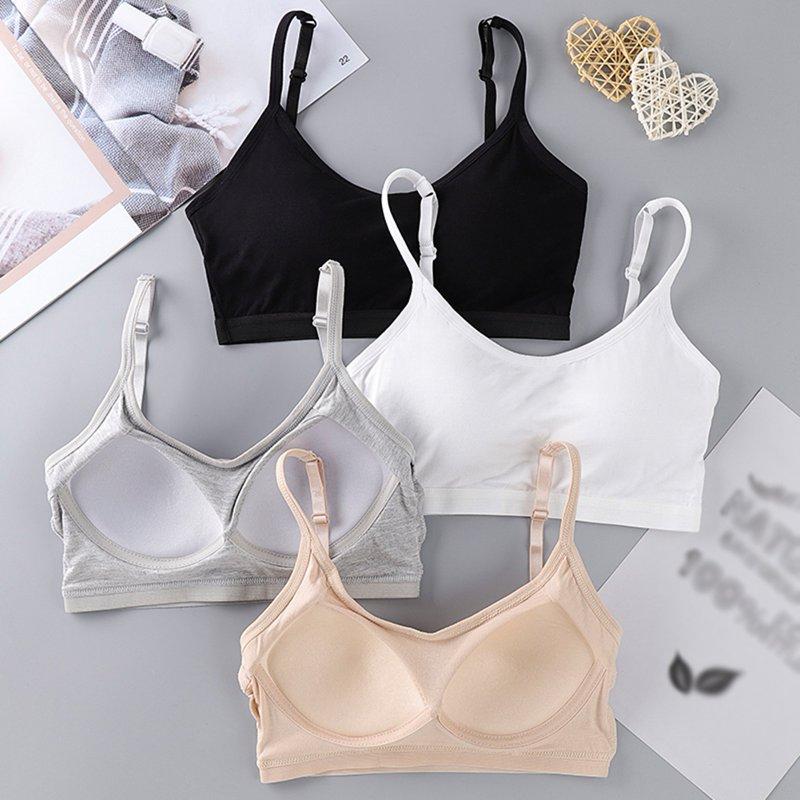Ingzy 4-pack Teens Girls Training Bra Comfort Stretch Cami Bralette Cotton Padded Sports Bra For Big Girls 10-18 Years