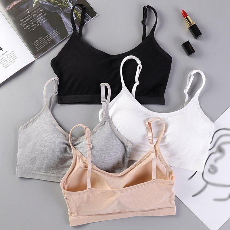 Ingzy 4-pack Teens Girls Training Bra Comfort Stretch Cami Bralette Cotton Padded Sports Bra For Big Girls 10-18 Years