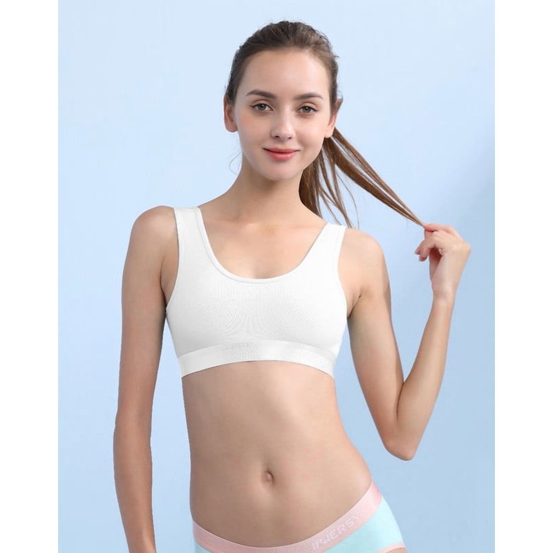 INNERSY Girls Wireless Bras Comfortable Cotton Little Girls Training Bras 3 Pack(L Solid Black/Grey/White)