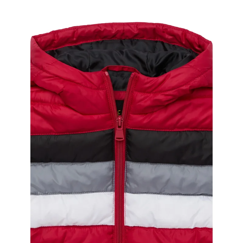 Ixtreme Boys Retro Stripe Quilted Hooded Puffer Jacket Sizes 4-18