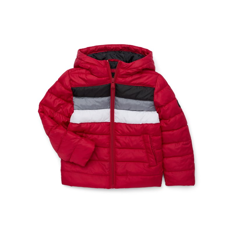 Ixtreme Boys Retro Stripe Quilted Hooded Puffer Jacket Sizes 4-18