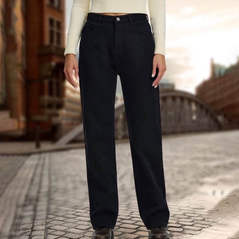 Jeans for Women High Rise Wide Leg Jeans Pocket Side Baggy Jeans Relaxed Fit Casual Straight Stretch Cargo Pants