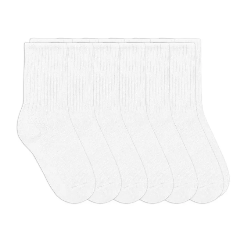 Jefferies Socks Girl's Boy's Cotton Ribbed School Uniform Dress Crew Socks 6 Pair Pack
