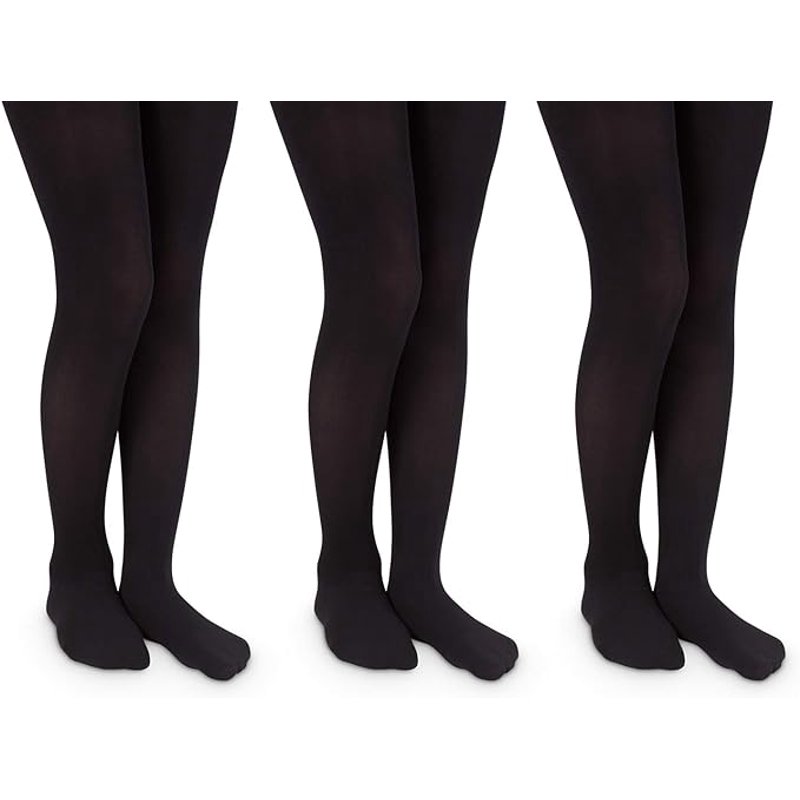 Jefferies Socks Girls Smooth Microfiber Nylon School Uniform Tights 3 Pair Pack