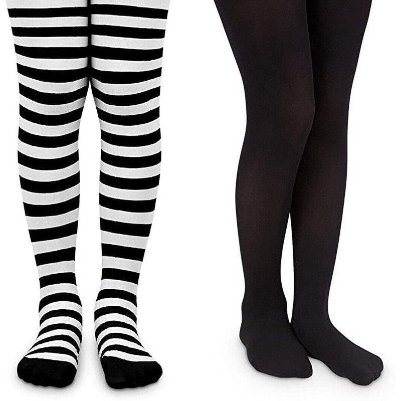 Jefferies Socks Girls Stripe Nylon Halloween Christmas Dress Tights 2 Pack