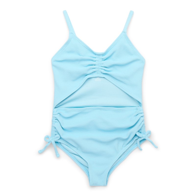 Jessica Simpson Girls Ruched Front Cutout Swimsuit 1-Piece Sizes XS-XL