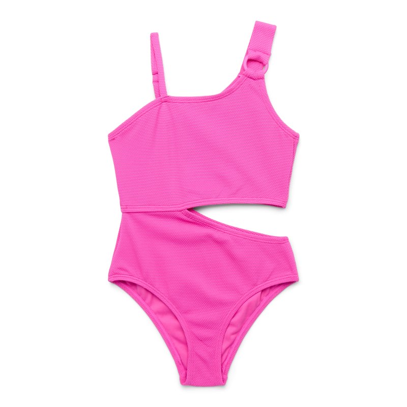 Jessica Simpson Girls Side Cutout Swimsuit with Asymmetric Shoulder Straps 1-Piece Sizes XS-XL